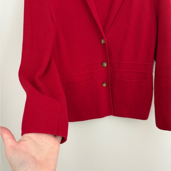 Talbots Notch Collar Knit Sweater Blazer RED Women’s M Academic, Career, Festive - Picture 6 of 10
